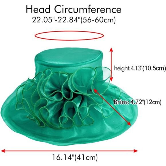 Derby Hats for Women, Classy Organza Sun Hat, Green